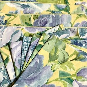 16 PC Placemats & Napkins Spring Floral Yellow Greens Lavender Blues Easter